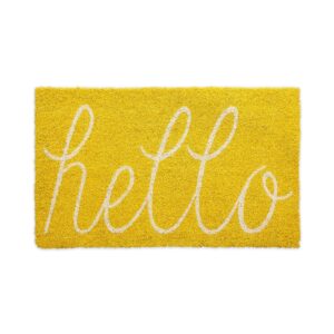 dii hello coir fiber doormat non-slip durable outdoor/indoor, pet friendly, 17.5x29.5, yellow
