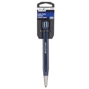 Edward Tools Center Punch Staking Tool for Steel and Metals — Heavy Drop Forged Steel with Durable hex shank - 6” X 1/2” X 1/4”