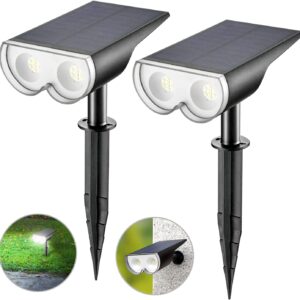 Linkind StarRay Solar Spot Lights Outdoor, 16 LEDs IP67 Waterproof Dusk-to-Dawn Landscape Spotlights, 6500K Daylight Wall Lights for Garden Yard Driveway Walkway, 2 Pack