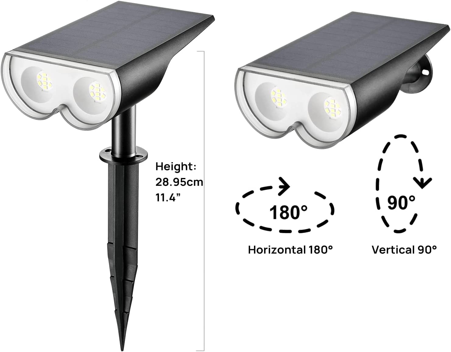 Linkind StarRay Solar Spot Lights Outdoor, 16 LEDs IP67 Waterproof Dusk-to-Dawn Landscape Spotlights, 6500K Daylight Wall Lights for Garden Yard Driveway Walkway, 2 Pack