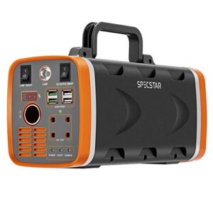 specstar 500w 78000mah 288wh portable power station with led light, battery generator with ac dc usb outlets and solar charging interface for emergencies outdoors, solar panel not included