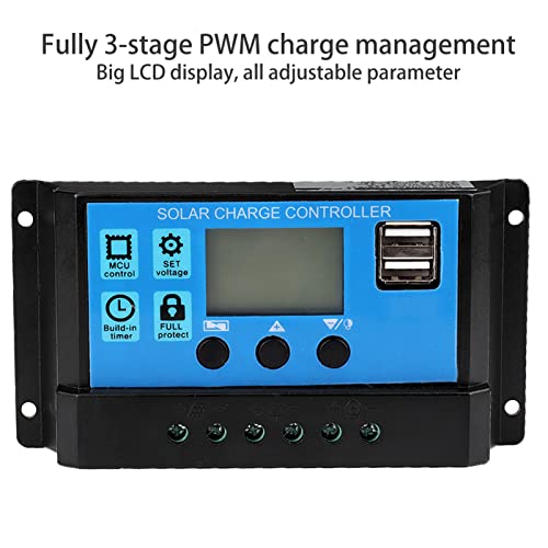 Hlyjoon Car 60A/50A/40A/30A/20A/10A 12V 24V Auto Solar Charge Controller PWM Controller Fits for Auto (60A)