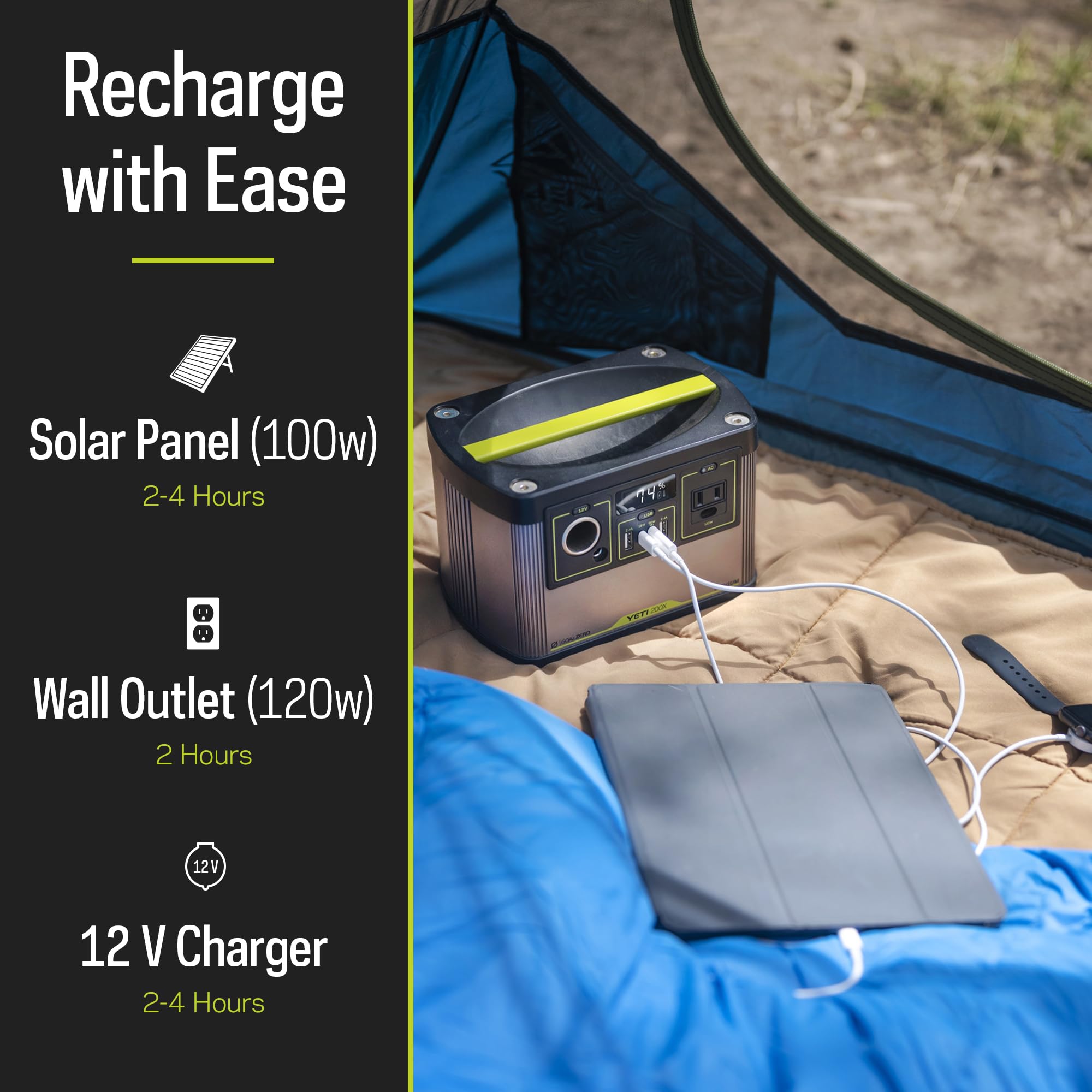 Goal Zero Yeti Portable Power Station - Yeti 200X w/ 187 Watt Hours Battery Capacity, USB Ports & AC Inverter - Solar Generator for Camping, Travel, Outdoor