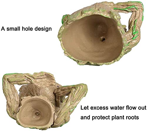 Nuokexin Baby Groot Flower Pot, Treeman Heart-Shaped Groot Succulent Planter Cute Green Plants Flower Pot with Hole Pen Holder Best Christmas Gifts