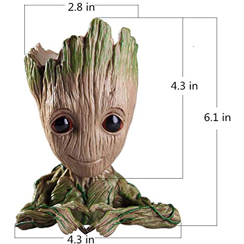 Nuokexin Baby Groot Flower Pot, Treeman Heart-Shaped Groot Succulent Planter Cute Green Plants Flower Pot with Hole Pen Holder Best Christmas Gifts