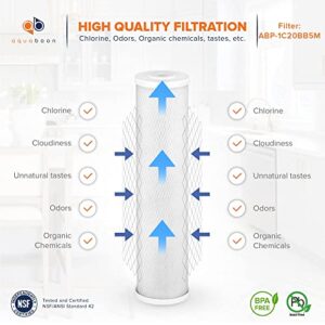 Aquaboon Universal Fit Whole House 5 Micron 20 x 4.5 inch Cartridge | Premium Coconut Shell Water Filter Cartridge | Activated Carbon Block CTO | Compatible with CB-45-2005, Pentek EP-20BB 6-Pack