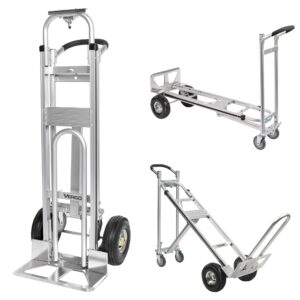 vergo industrial as7a2 aluminum convertible hand truck dolly cart with loop handle 700 lbs capacity (3 positions, 53" high)