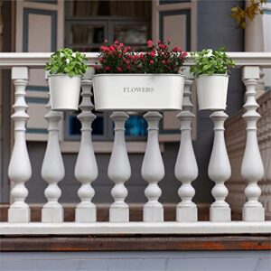 Barnyard Designs Metal Wall Planter, Indoor Outdoor Hanging Plant Pot Decor, Rustic Herb Flower Plant Holder, White, Large: 11.25" x 4.25” x 3.75”, Small: 4.30” x 4”, Set of 3