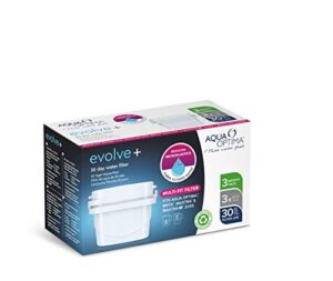 aqua optima evolve+ eps311 30 day water filter cartridge 3pack (3 months supply), 3 count (pack of 1), white