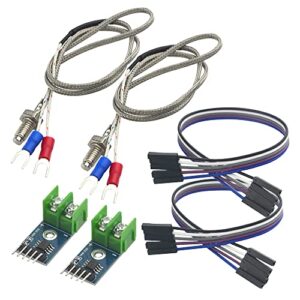 wmycongcong 2 pcs dc 3-5v max6675 module + k type thermocouple temperature thermocouple sensor with cable cord
