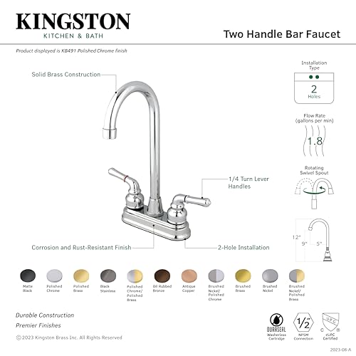 Kingston Brass KB496 Magellan Bar Faucet, Antique Copper, 2.75 x 2.75 x 2.13