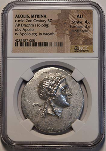 GR AEOLIS, MYRINA, 2nd Century BC Ancient Greek Antique Silver Coin AR Tetradrachm About Uncirculated NGC