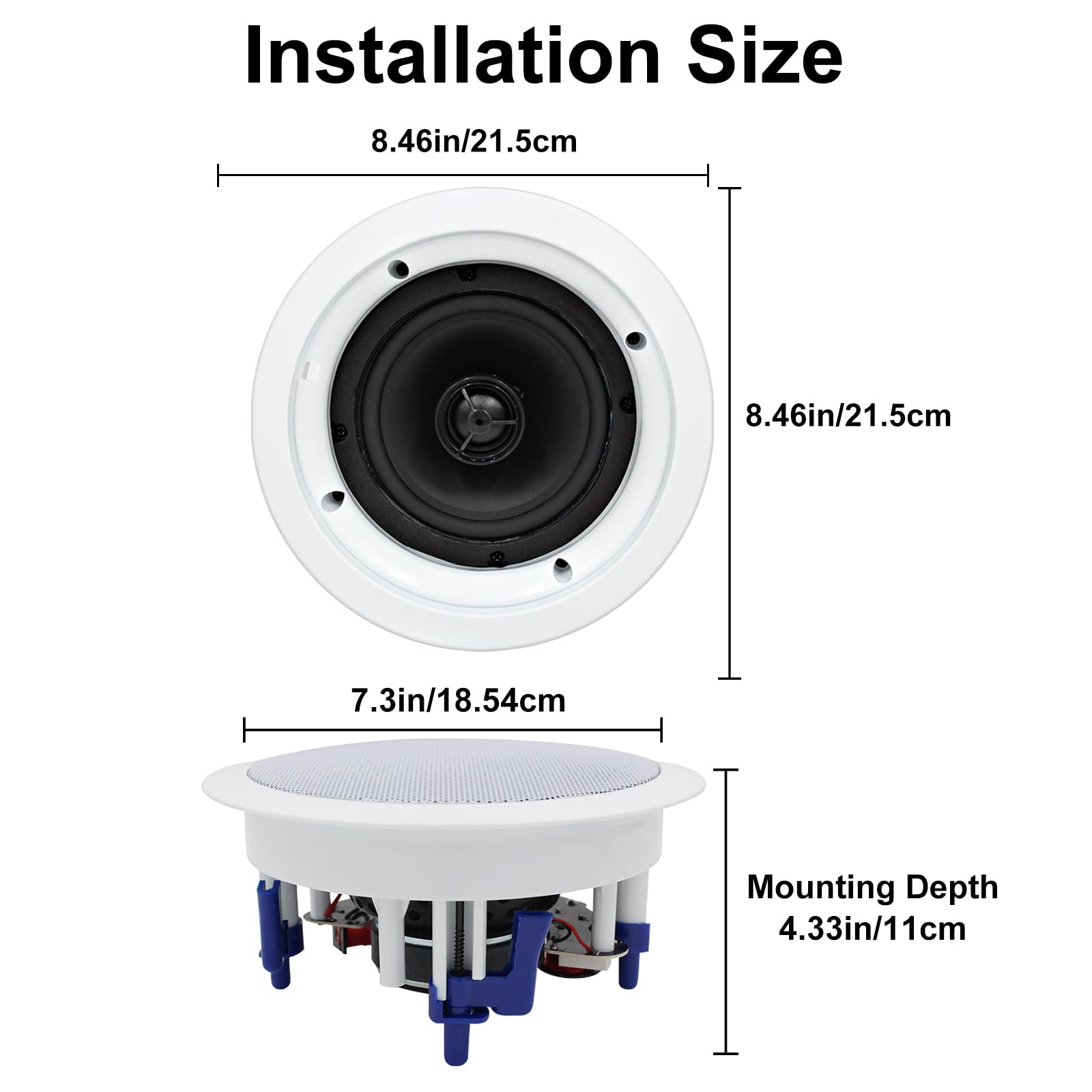 Herdio 5.25 Inch 300 Watts Ceiling Speakers Passive Wired, Premium Spring Loaded in Wall Speaker, for Home Theater Living Room Office(2 Speakers)