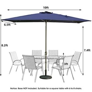 Aok Garden 10ft Patio Umbrella with Solar Lights - 30 LED Rectangular Tilt Umbrella Aluminum Pole, 6-8 Chairs Outdoor Rectangle Umbrella for Lawn Backyard, Deck, Pool and Beach, Navy Blue