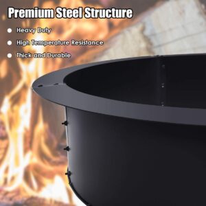 Giantex Fire Ring Heavy Duty Thick Solid Steel Fire Pit Liner 36-Inch Outer/30-Inch Inner Diameter, DIY Fire Pit Rim Above or In-Ground for Outdoor, Patio, Backyard