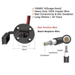 2ft/60cm Solar Conector to SAE Adapter 10AWG Cable + 2ft/60cm 10 AWG Solar Weatherproof SAE Socket Sidewall Port