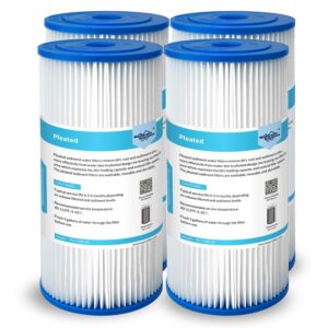 membrane solutions 20 micron pleated water filter home 10"x4.5" whole house heavy duty sediment replacement cartridge compatible with ecp10-1,ecp20-bb,r50-bbsa,fxhsc,cb1-sed10-bb (4 pack)