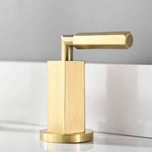 Phiestina Widespread Brushed Gold 8 Inch 2 Handles 3 Holes Hexagonal Widespread Bathroom Faucet, Bathroom Sink Faucet with Stainless Steel Metal Pop Up Drain,NS-WF001-6-BG