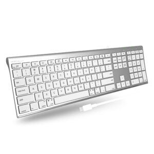 macally usb c keyboard for mac - elegantly designed for apple keyboard wired with type c - for new gen mac pro/mini, macbook pro/air, ipad, imac - 110 scissor keys and 20 shortcuts - (aluminum)