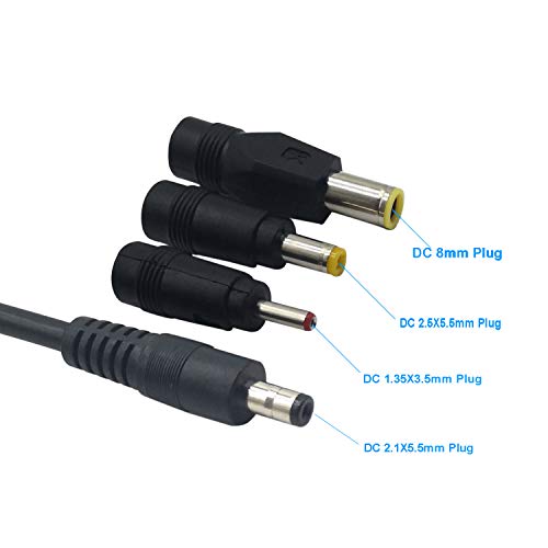 COMeap Solar Panel Plug to DC 5.5x2.1mm Adapter Extension Power Cable with DC 3.5x1.35, 5.5x2.5 and 8mm Connector Compatible with MC4 Solar Panel Charger and Portable Solar Generator 5ft(1.5m)