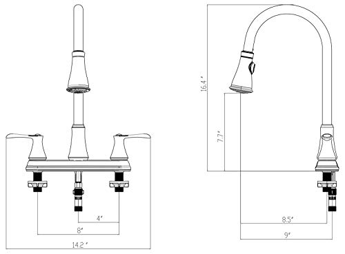 Wasserman 22167143 - Kitchen Sink Faucet Double Handle Pull Down Spay with 28mm Spout