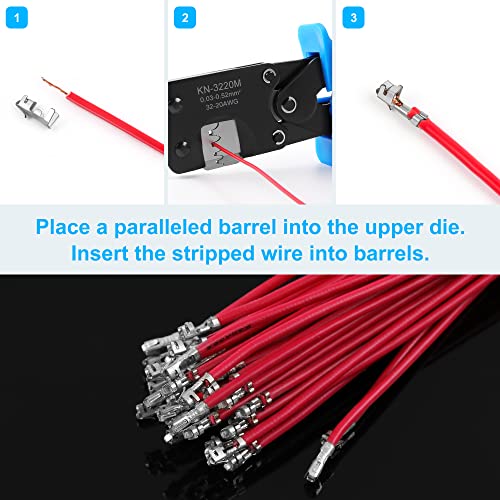 Knoweasy Micro Connector Pin Crimping Tool - Compatible with D-Sub, Molex, JST, and JAE Connectors - 32-20AWG / 0.03-0.52mm² - Perfect for Wire Crimping and Electrical Repairs