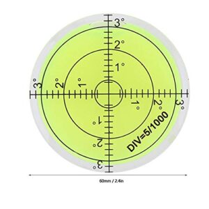 Level Bubble, 60mm Diameter High Precision Bullseye Bubble Spirit Level Horizontal Bubble Cardan Level with Scale for Tripod, Phonograph, Turntable