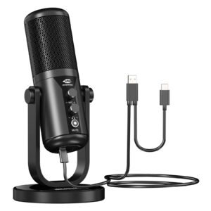 aokeo usb microphone, condenser podcast microphone for computer. suitable for recording, gaming, desktop, windows, mac, youtube, streaming, discord
