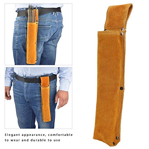 Welding Rod Holder, Wearable Thickened Cowhide Anti-Scald Welder Hardware Tool Waist Bag 6 x 25 x 32cm / 2.4 x 9.8 x 12.6in