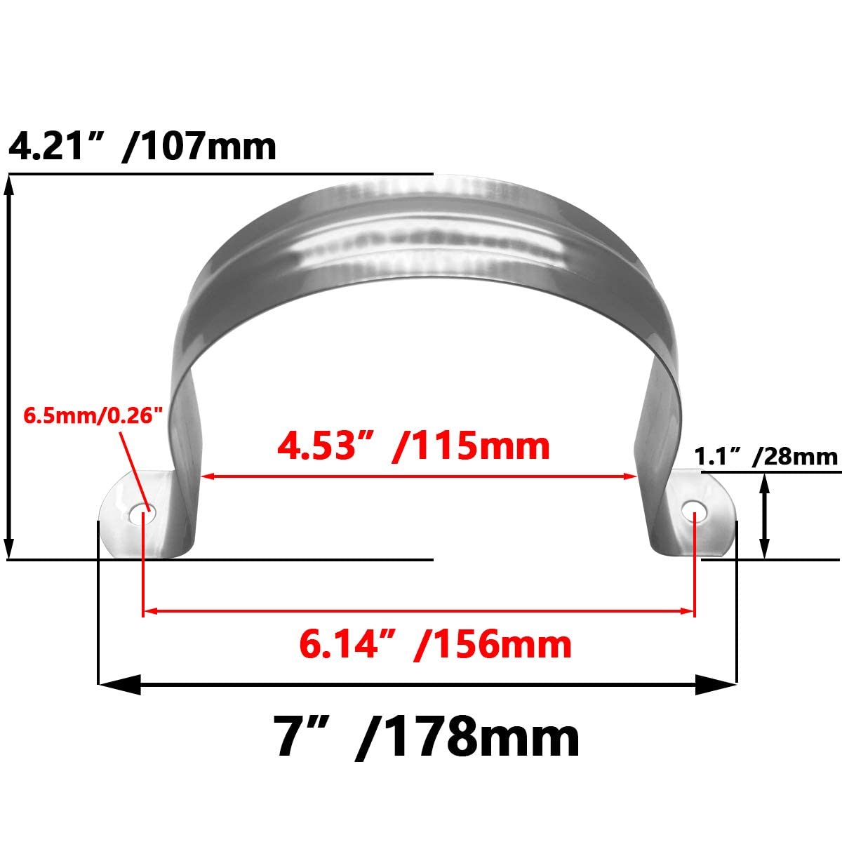 Nge 4inch Rigid Pipe Strap Clamp-Two Hole Strap-U Bracket Tube Clip-Stainless Steel Heavy Duty Pipe Fasten Holder-Secures Conduit，4Pcs（115mm)