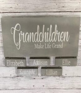 grandkids make life grand grandchildren wood sign kids names grandma christmas gift farmhouse rustic home decor granddaughters grandpa
