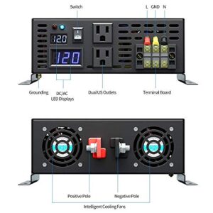 WZRELB 2500W 48V 120V Pure Sine Wave Power Inverter with 2 AC Outlets,Car Inverter