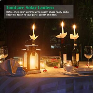 TomCare Solar Lights Flickering Flame Upgraded Metal Solar Lantern Outdoor Hanging Decorative Lanterns Heavy Duty Solar Powered Waterproof Outdoor Lighting for Patio Garden Christmas, 2 Pack (Bronze)