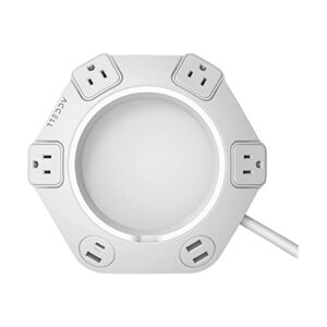 accell power office surge protector - perfect iot hub holder for echo dot 3rd/4th generation and google home mini with 4 protected outlets, 3 usb-a and 1 usb-c charging ports, white, 16ft cord
