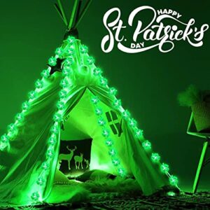 [ 2 Pack ] Green St. Patrick's Day String Lights, Total 28 Ft & 80 Led Battery Operated Waterproof Lucky Shamrocks Lights for St. Patrick's Day Decoration Irish Party Decor Wedding Anniversary Holiday