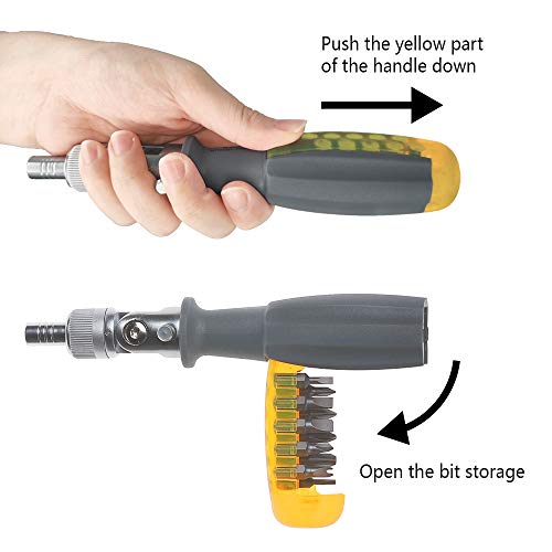 Ratcheting Screwdriver, KER Multi-tool Nut Screw Driver 10 in 1 Magnetic Head, S2 Steel, Industrial Strength , Ratchet Professional Adjustable Repair Tool