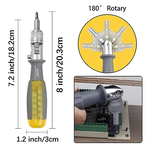 Ratcheting Screwdriver, KER Multi-tool Nut Screw Driver 10 in 1 Magnetic Head, S2 Steel, Industrial Strength , Ratchet Professional Adjustable Repair Tool