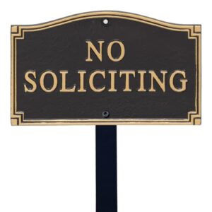 smartsign metal no soliciting sign for yard, no soliciting garden plaque | 5.75" x 9.5" aluminum plaque with 18" black stake