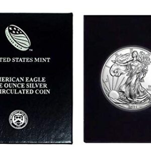 2021 American Silver Eagle in Plastic Air Tite and Blue Gift Box with our Certificate of Authenticity Dollar Uncirculated US Mint