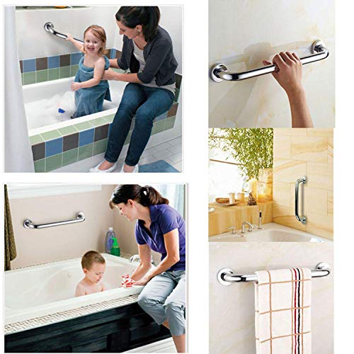 2 Pack 12 Inch Shower Grab Bar, ZUEXT Chrome Stainless Steel Bathroom Grab Bar, Shower Handle, Bathroom Balance Bar, Safety Hand Rail Support - Handicap, Elderly, Injury, Senior Assist Bath Handle