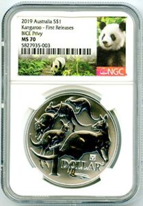 2019 au australia australian kangaroo panda privy .999 silver coin 5000 minted rare first releases $1 ms70 ngc