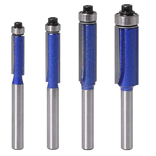 Meihejia 1/4 Inch Shank Template Pattern Flush Trim Router Bit Set (4 Sizes)