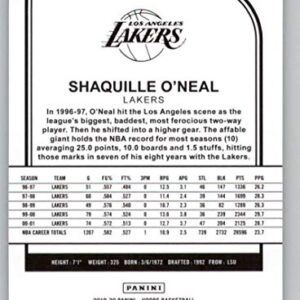 2019-20 Panini Hoops #283 Shaquille O'Neal NM-MT Los Angeles Lakers Basketball