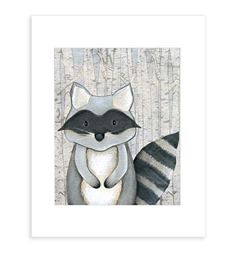 Woodland Nursery Decor for Boys - Animal Pictures Wall Art - Baby Room Prints - Bear Deer Fox Raccoon Rabbit Squirrel - SET OF 6-8x10 - UNFRAMED