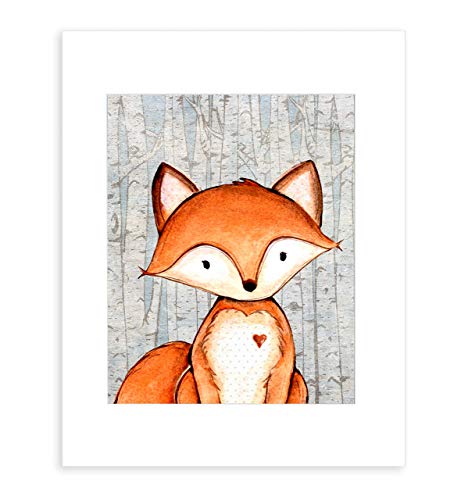 Woodland Nursery Decor for Boys - Animal Pictures Wall Art - Baby Room Prints - Bear Deer Fox Raccoon Rabbit Squirrel - SET OF 6-8x10 - UNFRAMED