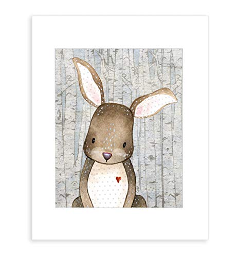 Woodland Nursery Decor for Boys - Animal Pictures Wall Art - Baby Room Prints - Bear Deer Fox Raccoon Rabbit Squirrel - SET OF 6-8x10 - UNFRAMED