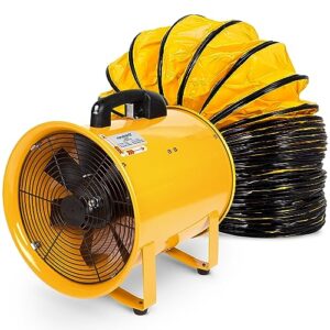 neverest portable blower exhaust fan 12 inch strong shop ventilation fan 4100 cfm 3050 rpm, 380 w, construction fan with hose, industrial air blower 7 ft plug