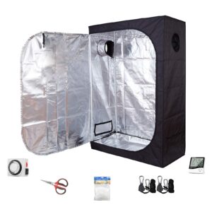 Hydro Plus 48''x24''x60'' Grow Tent Kit Indoor Plants Growing Room+Hydroponics Accessories Hygrometer+24 Hour Outlet Timer+Bonsai Shear+Plant Trellis Netting+Light Hangers(48''x24''x60'' Kit)