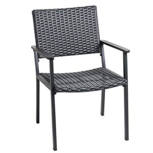 c-hopetree outdoor dining chair for outside patio table, metal frame, black all weather wicker