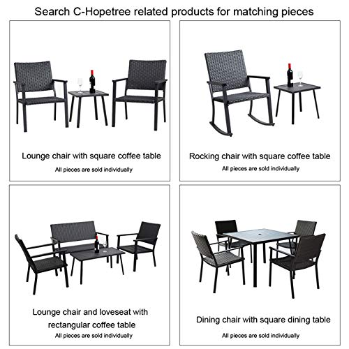 C-Hopetree Outdoor Dining Chair for Outside Patio Table, Metal Frame, Black All Weather Wicker